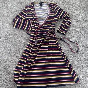 Forever 21 Multicolor Striped Long Sleeve Dress